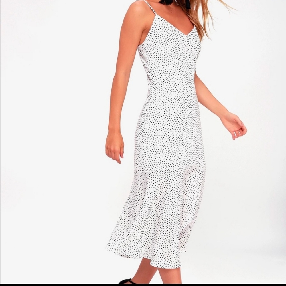 Midi White dress with black Swiss dots